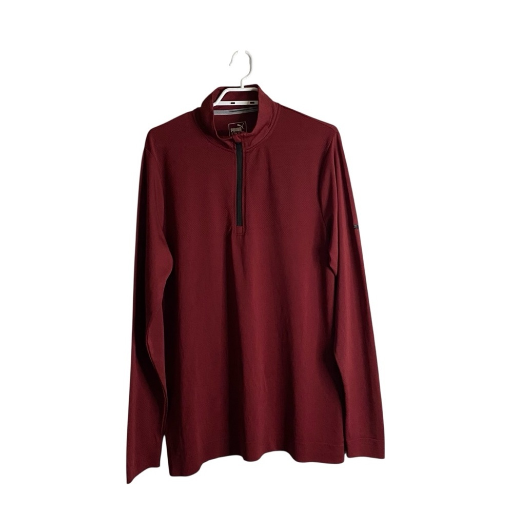 Puma Men's Red Athletic 1/4 Zip Mock Neck Pullover Shirt